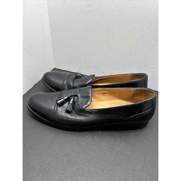 MEZLAN HAVANA Black Men’s 13 Leather Tassel Cap Toe Slip On Dress Loafers Spain - Picture 2 of 10